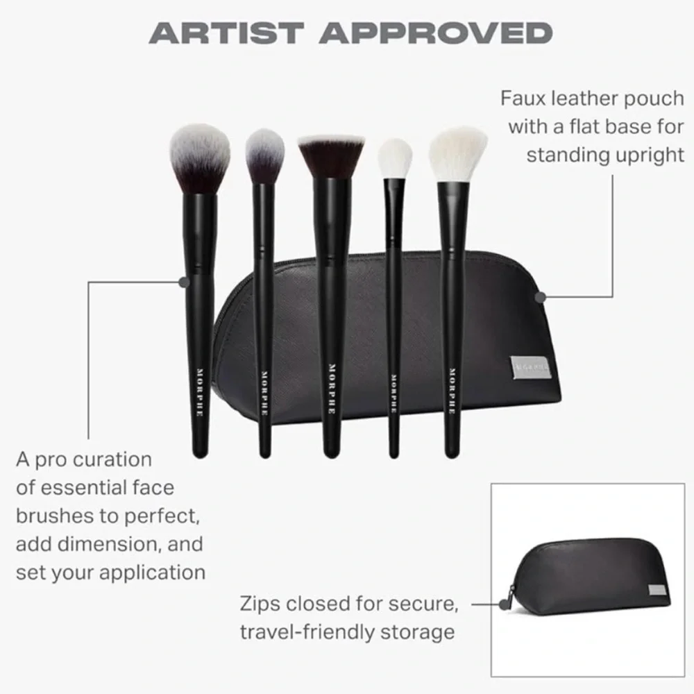 Morphe 5-Piece Face Brush Collection + Bag